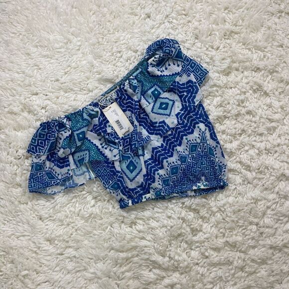 RAMY BROOK Milo Off Shoulder Printed Crop Top One Shoulder - Picture 2 of 6